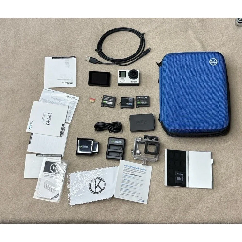 GoPro HERO 4 Silver Edition Action Camera With 3 Batteries LCD Touch Accessories